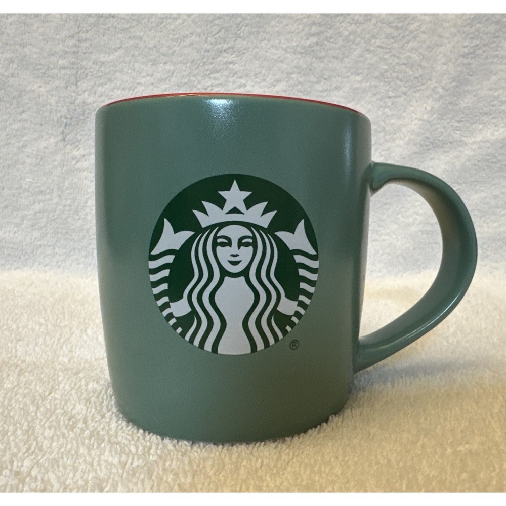 STARBUCKS Green &‎ Red Ceramic Coffee Cup 11oz Mug Mermaid Siren Logo 2025